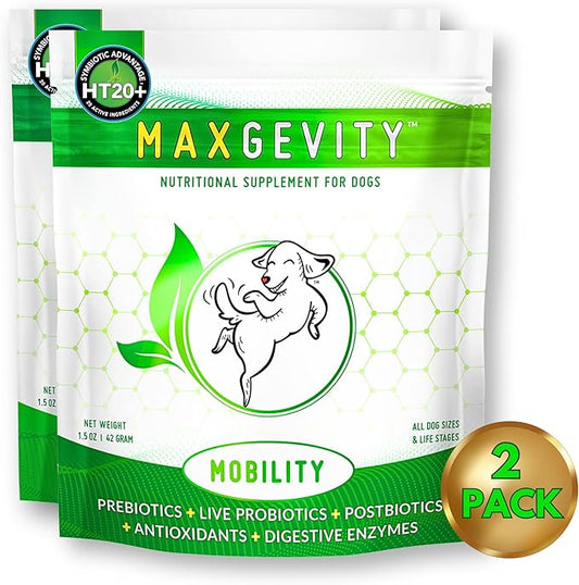MAXGEVITY Mobility, Hip & Joint Support Meal Topper with Glucosamine & Green Lipped Mussels, Live Probiotics, Pre & Postbiotics, Digestive Enzymes, and Antioxidants | Up to 180 Day Supply.