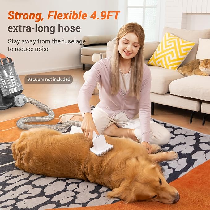 Afloia Dog Grooming Kit, 8 in 1 Dog Brush Vacuum Attachment with Dog Clippers Nail Trimmer Grinder Pet Brush Shedding Brush Comb & Scissors,for Vacuum Cleaners Like Dyson, Shark, Bissell, Eureka, etc