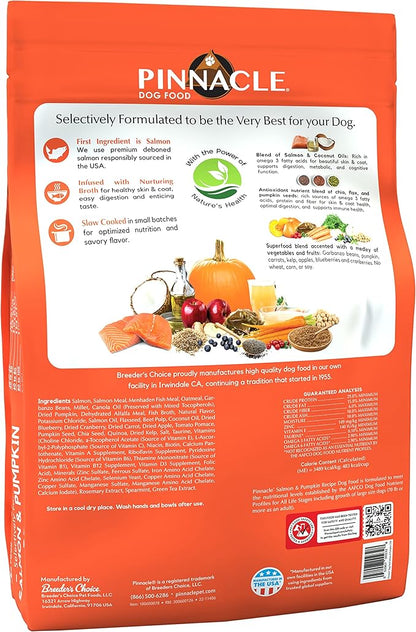 pinnacle pet Salmon & Pumpkin Dry Dog Food 22 lb, Infused with Broth