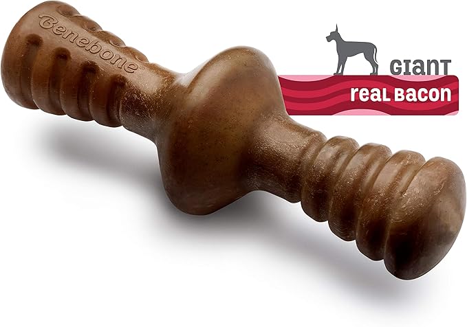 Benebone Zaggler Rolling Dog Chew Toy for Aggressive Chewers, Real Bacon, Made in USA, Giant