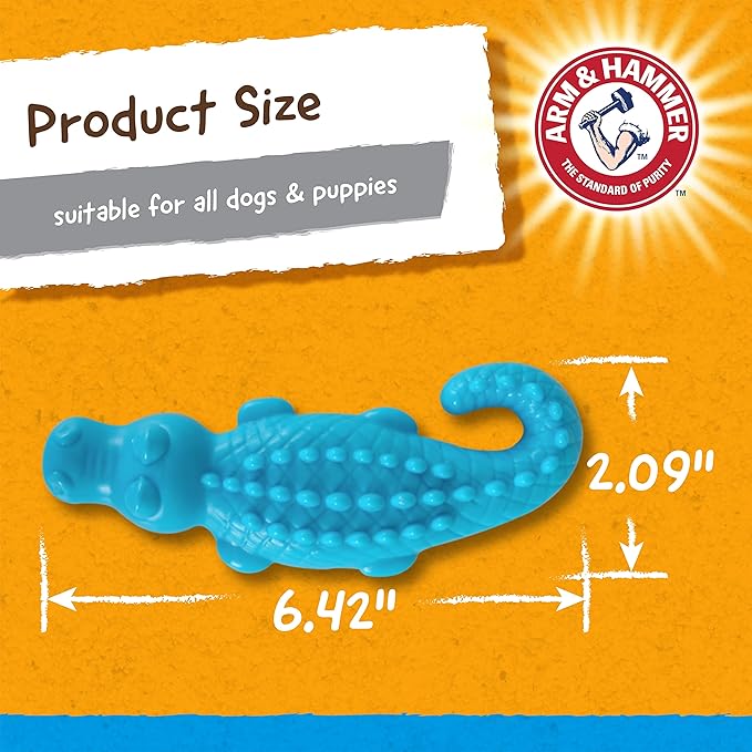 Arm & Hammer for Pets Nubbies Dental Toys Gator Dental Chew Toy for Dogs | Best Dog Chew Toy for Moderate Chewers | Reduces Plaque & Tartar Buildup Without Brushing, Gator