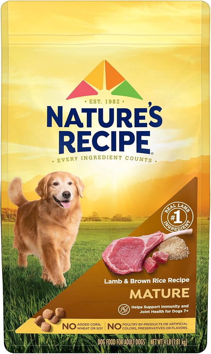 Nature′s Recipe Mature Lamb & Brown Rice Recipe Dry Dog Food, 4 lb. Bag