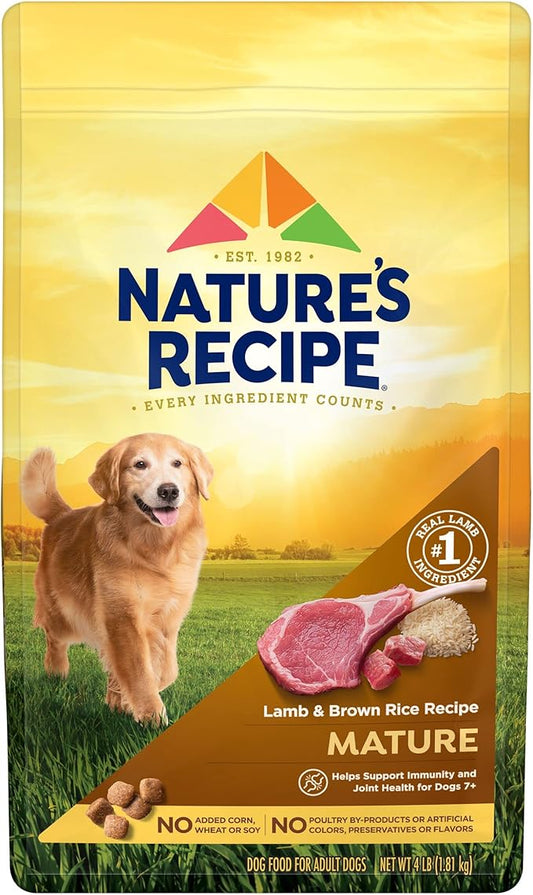 Nature′s Recipe Mature Lamb & Brown Rice Recipe Dry Dog Food, 4 lb. Bag