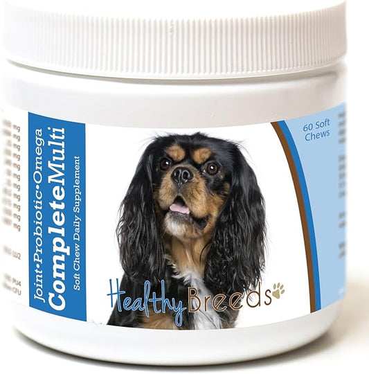 Healthy Breeds Cavalier King Charles Spaniel All in One Multivitamin - Complete with Probiotics, Glucosamine, Chondroitin & Omegas - 60 Soft Chewy Treats