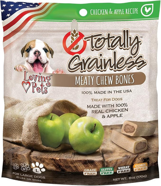 Loving Pets Totally Grainless Chicken And Apple Recipe Meaty Chew Bones For Large Dogs (1 Pack), 6 Oz