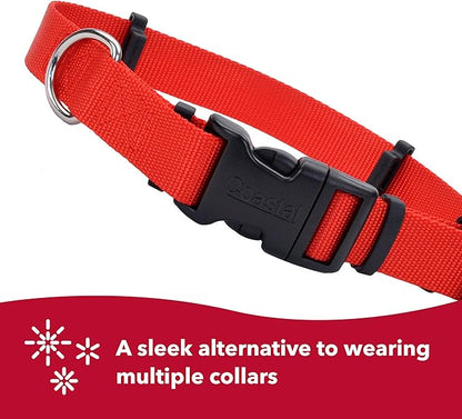 Coastal Pet SecureAway Flea Collar Protectors - Comfortable Dog Collar Accessory - Protective Flea Collar for Dogs - Adjustable Dog & Puppy Flea Collar Protection - Red, 1" x 14-20"