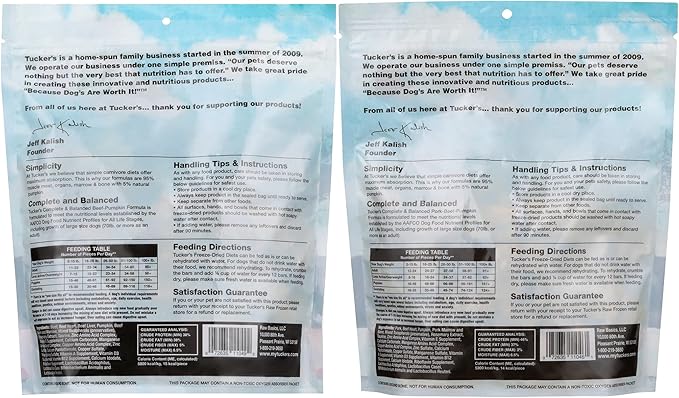 Tucker's Raw Frozen Freeze Dried Raw Dog Food, Beef & Pumpkin Formula and Pork, Beef Variety Pack of 2