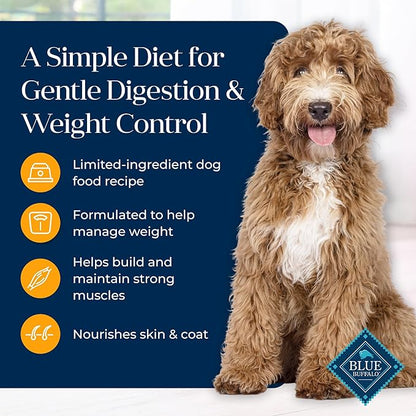 Blue Buffalo Basics Healthy Weight Adult Dry Dog Food, Skin & Stomach Care, Limited Ingredient Diet for Dogs, Turkey Recipe, 4-lb. Bag