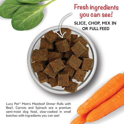Lucy Pet Dinner Rolls-Mom's Meatloaf Beef with Carrots and Spinach 4lb