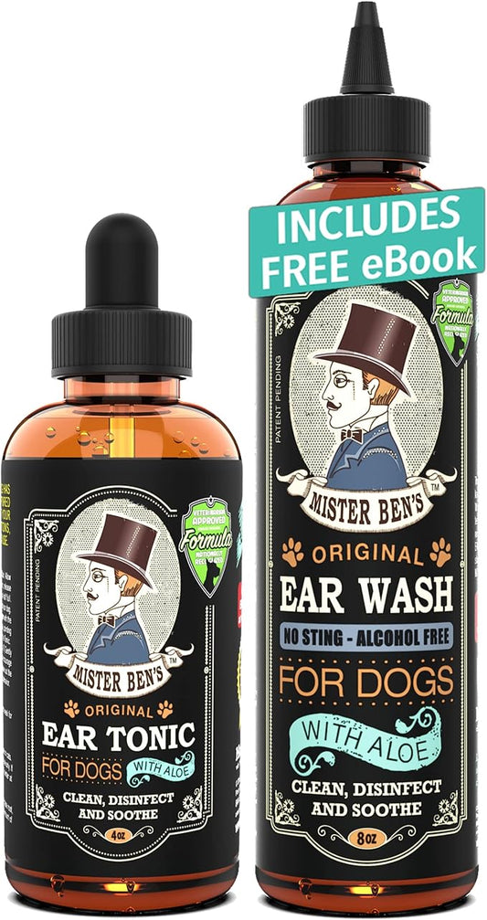 MISTER BEN'S Original Ear Cleaner for Dogs Care Kit - Includes Tonic & Wash