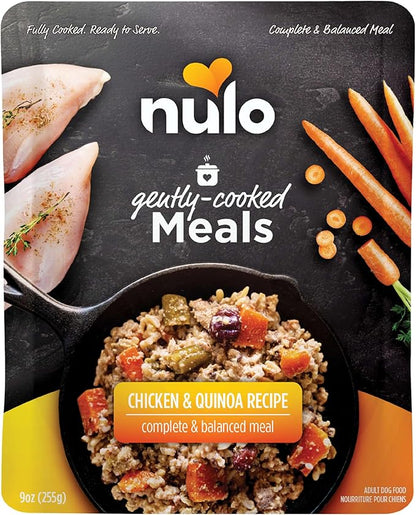 Nulo Gently-Cooked Meals Complete and Balanced Adult Wet Dog Food, Chicken & Quinoa, 9 Ounce, 8 Count