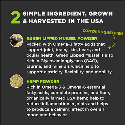 Super Snouts Hemp & Joint Chew for Dogs & Cats, 30 Chews (Up to 60 servings) – Made in USA Hip & Joint Supplement with Green Lipped Mussels, Hemp Helps Calms Joint Inflammation & Relief Joint Pain