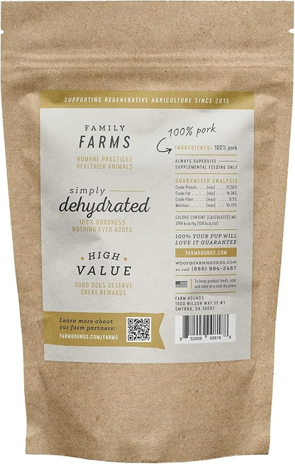 Farm Hounds Premium Pork Jerky for Dogs, 100% Made from Humanely-Raised Pork, Dog Jerky Treats, Healthy Delicious Dog Trainer Dehydrated Pork Jerky Tenders, Made in USA