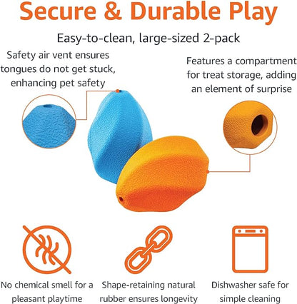 Amazon Basics Dog Treat Dispensing Enrichment Chew Toy, 2-Pack, Large, Multi color
