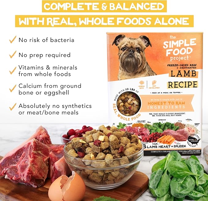 Simple Food Project The Freeze Dried Raw Dog Food Topper Featuring Organic Human Grade Ingredients [3 Pack Variety - 1oz Samples Bison, Duck and Lamb]
