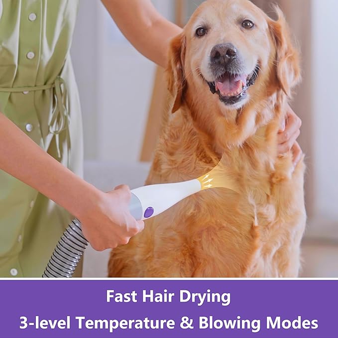GROBELL Dog Blow Dryer & Grooming Vacuum Kit: 2.5L 16kPa Professional Dog Clippers Groomer for Pet Hair Tool Cat Trimmer for Long or Short Hair Dogs Shavers for Thick Coat Shedding Brush & Deshedding
