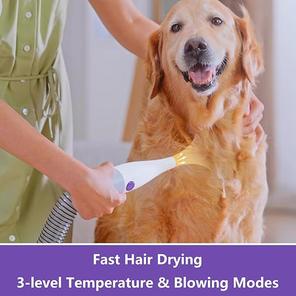 GROBELL Dog Blow Dryer & Grooming Vacuum Kit: 2.5L 16kPa Professional Dog Clippers Groomer for Pet Hair Tool Cat Trimmer for Long or Short Hair Dogs Shavers for Thick Coat Shedding Brush & Deshedding