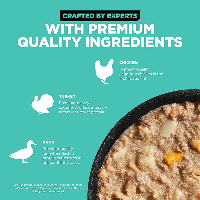 GO! SOLUTIONS Carnivore Protein Rich Wet Dog Food - Grain Free Chicken, Turkey and Duck Stew - Complete & Balanced Nutrition for All Life Stages, 12.5 oz