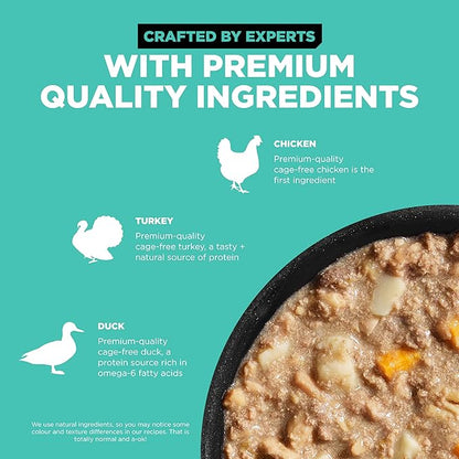 GO! SOLUTIONS Carnivore Protein Rich Wet Dog Food - Grain Free Chicken, Turkey and Duck Stew - Complete & Balanced Nutrition for All Life Stages, 12.5 oz