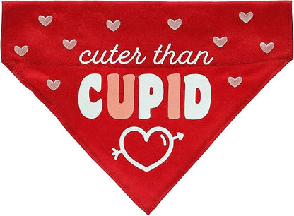 Pearhead Holiday Pet Bandana, Valentine's Day Outfit for Pets, Slide-On Bandana, Dog or Cat Apparel Accessory, Cuter Than Cupid, Small/Medium, S/M