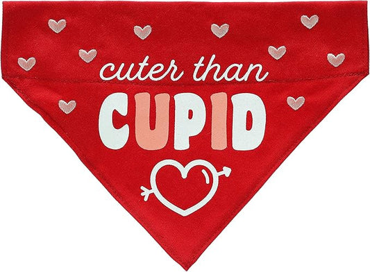 Pearhead Holiday Pet Bandana, Valentine's Day Outfit for Pets, Slide-On Bandana, Dog or Cat Apparel Accessory, Cuter Than Cupid, Small/Medium, S/M