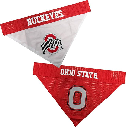 Pets First Collegiate Pet Accessories, Reversible Bandana, Ohio State Buckeyes, Small/Medium,Red/White