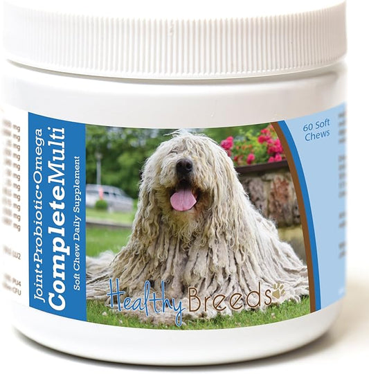 Healthy Breeds Komondorok All in One Multivitamin - Complete with Probiotics, Glucosamine, Chondroitin & Omegas - 60 Soft Chewy Treats