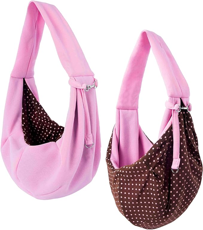 iPrimio Reversible Soft Pouch Dog & Cat Sling Carrier Bag - Hands Free Pet Carrier in Pink - Ideal for Cat Papoose Carrier Front, Puppy Sling, Pet Sling Carrier for Cats, and Cat Front Carrier