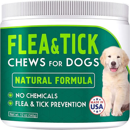 Chewable Flea and Tick Treats for Dogs - Made in USA - Flea and Tick Solution - Duck Flavor
