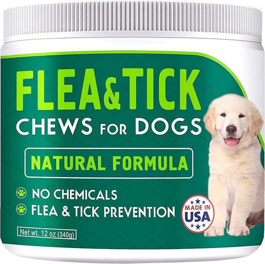 Chewable Flea and Tick Treats for Dogs - Made in USA - Flea and Tick Solution - Duck Flavor