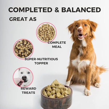 Freeze Dried Raw Dog Food Turkey and Chicken Recipe 8 Ounce, USA Made Grain Free High Protein Dog Food for Complete Meal or Food Topper, Freeze Dried Raw Diet for Immune Boost
