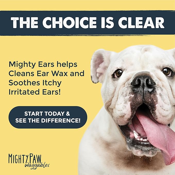 Mighty Paw Waggables Dog Ear Wash (Made in USA) | Dog Ear Cleaner Solution. Dog Ear Wash Cleaner Aloe Vera Dog Ear Drops. Liquid Ear Cleaner for Dogs. For Itchy Ears, Yeast & Healthy Ear Canals (4 oz)