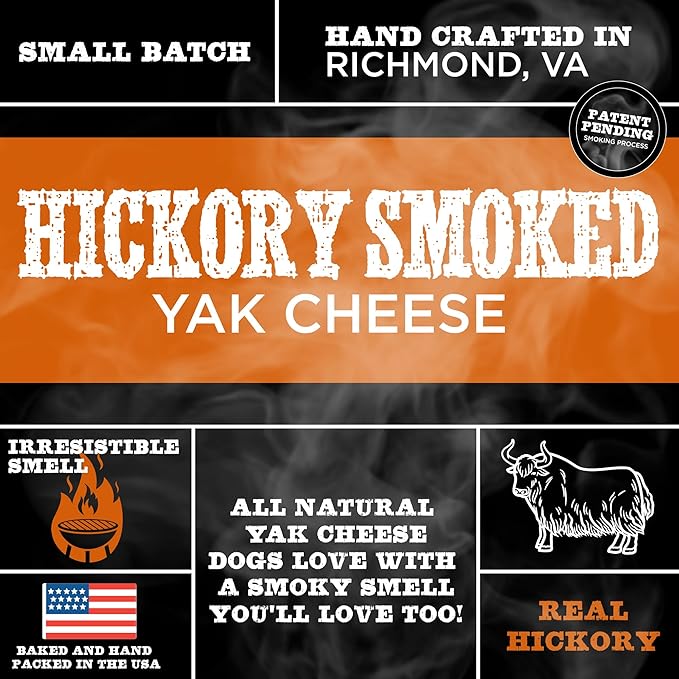Premium Hickory Smoked 100% Natural Himalayan Yak Cheese for Dogs - No Additives, Lactose Free, Vegetarian Yak Bones for Dogs - Yak Cheese Himalayan Dog Chews Large, Long-Lasting Chews - Large 4 Pack