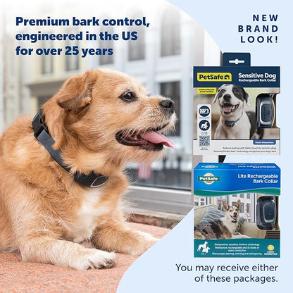 PetSafe Lite Rechargeable Bark Collar for Timid or Little Dogs over 8 lb., 15 Levels of Automatically Adjusting & Light Static Correction - Rechargeable, Waterproof - Reduces Barking and Whining
