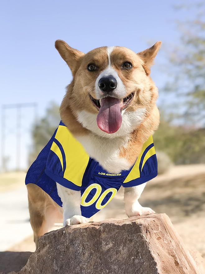 NFL Los Angeles Rams Dog Jersey, Size: Medium. Best Football Jersey Costume for Dogs & Cats. Licensed Jersey Shirt