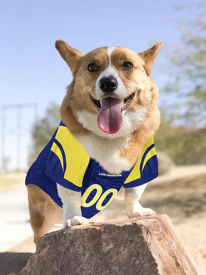 NFL Los Angeles Rams Dog Jersey, Size: Medium. Best Football Jersey Costume for Dogs & Cats. Licensed Jersey Shirt