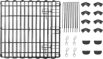 Amazon Basics - Octagonal Foldable Metal Exercise Pet Play Pen for Dogs, Fence Pen, Single Door, Extra Small, 60 x 60 x 24 Inches, Black