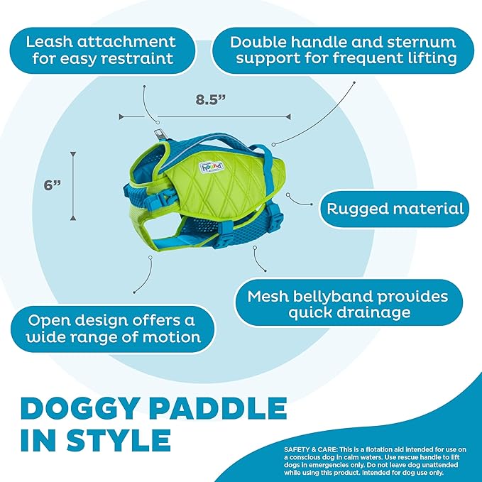Outward Hound Standley Sport Green Performance Dog Life Jacket, XS