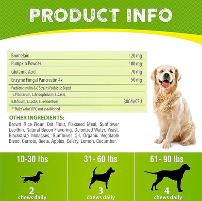 FURALAND No Poo Chews - Coprophagia Stool Eating Deterrent for Dogs - Made in USA - Stop Eating Poop for Dogs - Prevent Dog from Eating Poop - Probiotics & Enzymes - Forbid for Dogs Chew