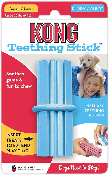 KONG Puppy Teething Stick - Soft Teething Stick for Growing Puppies - Teeth Cleaning Dog Toy - Chew Toy for Puppies with Ridges - Natural Rubber Toy Perfect for Snacks & Treats - for Small Puppies