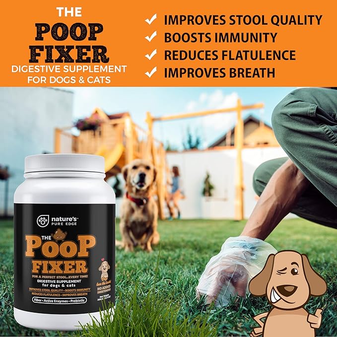 Poop Fixer Digestion Aid for Dogs. Fiber, Prebiotic & Active Enzymes to Relieve Gas and other Digestive Issues and Optimize Stool. 13.4 OZ Powder