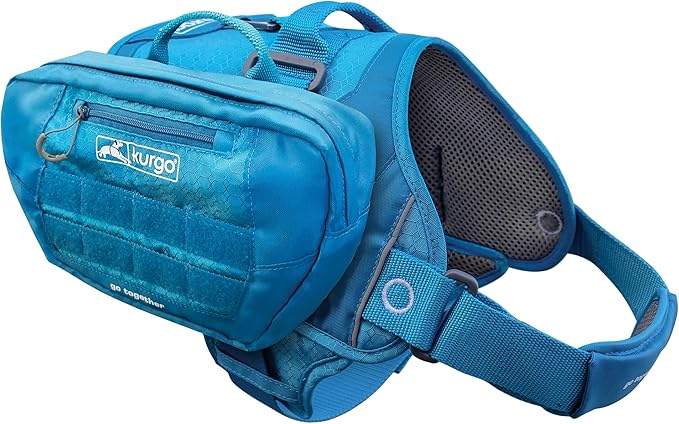 Kurgo Backpack Dog Harness Pack Add-Ons, Tactical Molle Pouch for Harnesses, Detachable Service Dog Pouches, RSG Pack Pannier (Coastal Blue)