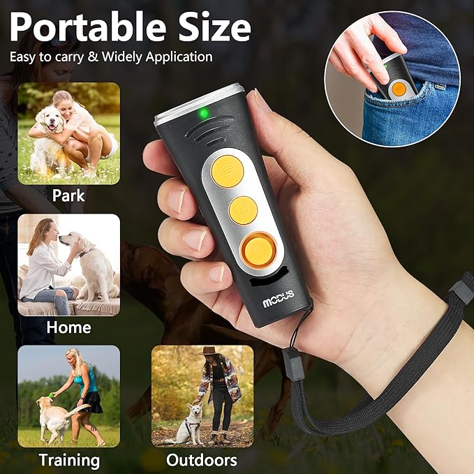 2024New Dog Bark Deterrent Device, 4X Ultrasonic Emitters Anti-Barking Device, Rechargeable Handheld Dog Barking Control Devices with 50ft Range Dog Training&Behavior Aids, Indoor Outdoor (Black)