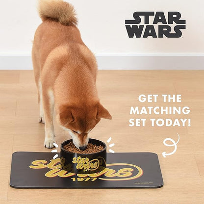 STAR WARS 1977 Logo Dog Bowl, 6 Inch | STAR WARS Dog Food Bowl Holds up to 3.5 Water, Dry Food, or Wet Food | Ceramic Dog Bowl Dishwasher Safe on Top Rack,Black,FF13173