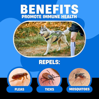 Natural Flea and Tick Prevention for Dogs - Dog Flea and Tick Treatment Chewable - Safe Flea Treatment Dogs of All Breeds & Ages - Flea Chews for Dogs - Flea Pills for Dogs for Dog Flea & Tick Control