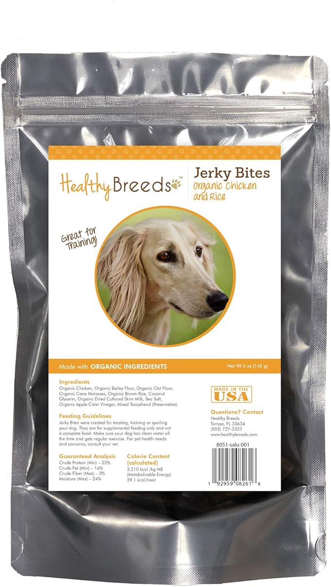 Healthy Breeds Saluki Jerky Bites Chicken & Rice Recipe Dog Treats 5 oz