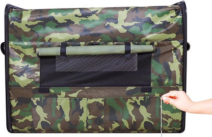 Go Pet Club 25" Soft Collapsible Dog Crate, Portable Pet Carrier, Thick Padded Pet Travel Crate for Indoor & Outdoor, Foldable Kennel Cage with Durable Mesh Windows, Forest Green Camo
