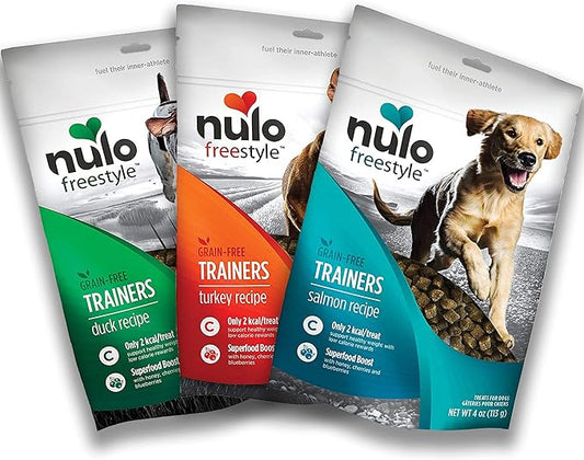 Nulo Freestyle Grain-Free Healthy Dog and Puppy Training Treats, Low Calorie Treats Made with Superfood Boost Ingredients, 2 Calories per Treat, 4 oz. Variety Pack