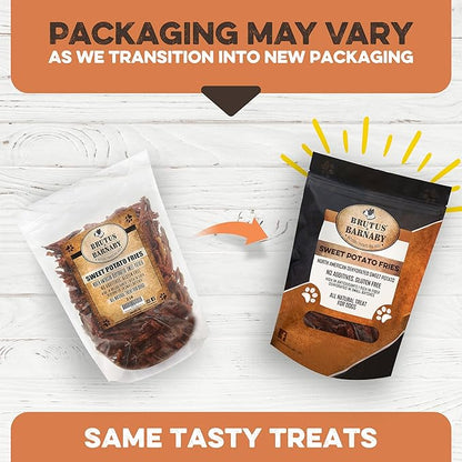 BRUTUS & BARNABY Sweet Potato Dog Treats- No Additive Dehydrated Sweet Potato Fries, Grain Free, Gluten Free and No Preservatives Added (2lb)
