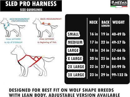 Neewa Sled Pro Harness (Small, Red), Dog Pulling Harness, Husky Harness, Mushing Harness, X Back Harness Dog for Dog Exercise, Bikejoring, Skijoring, Dog Sledding, Canicross, Dog Harness